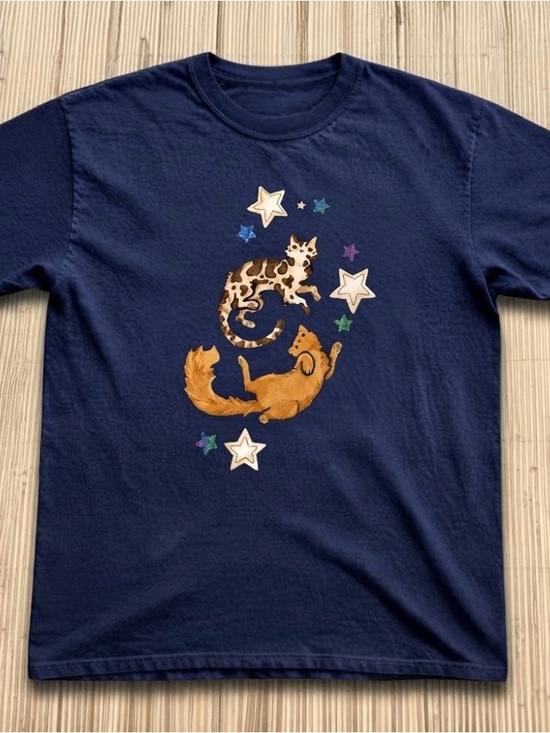 Gildan Tops - Cute Cats Celestial Stars Watercolor Aesthetic T-Shirt